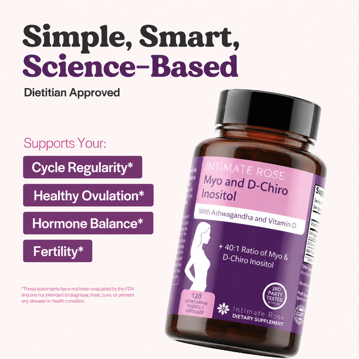 Myo-Inositol & D-Chiro Inositol — Supports PCOS Relief, Essential Nutrient Replenishment & Natural Fertility Support