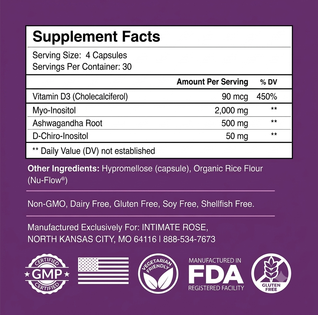Myo-Inositol & D-Chiro Inositol — Supports PCOS Relief, Essential Nutrient Replenishment & Natural Fertility Support